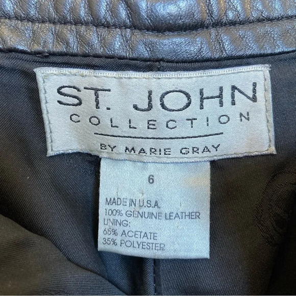 ST JOHN COLLECTION Leather Pants Black Size 6 Marie Gray - Picture 5 of 7